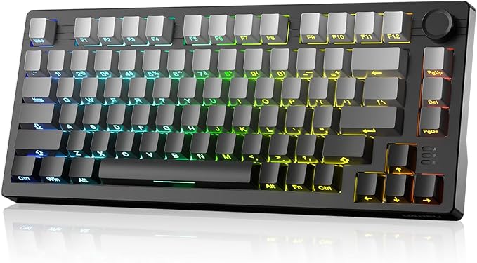 DAREU EK75PRO Wireless Gaming Keyboard75% RGB Hot-Swappable Creamy Mechanical Keyboard with Knob2.4Ghz/BT5.1/USB-C Connectivity Gasket MountSide Printed PBT Keycaps Linear Switch for Win/MAC