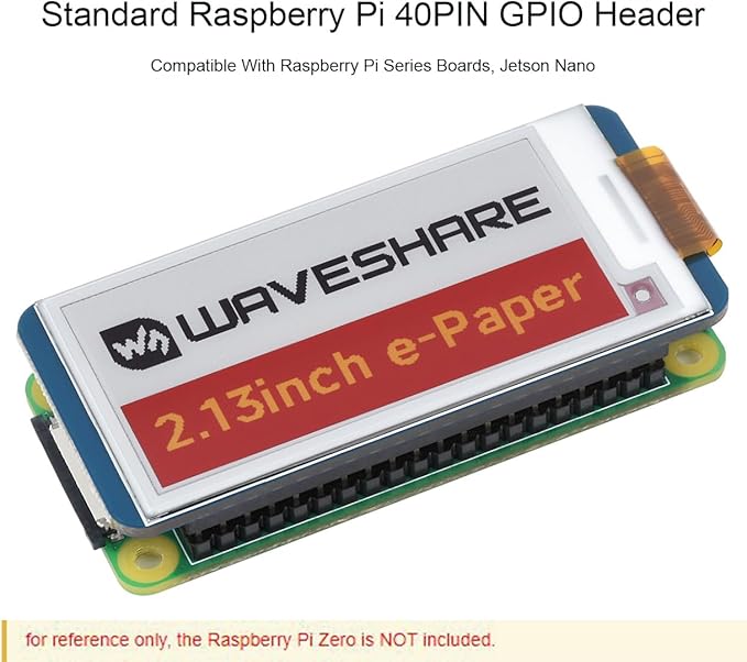 waveshare for Raspberry Pi 4B 3B+3B 2B/Zero W Zero WH/Zero 2 W 2 WH/forArduino/STM32/Jetson Nano 2.13inch E-Paper HAT 250x122 E-Ink Display Screen Red/Yellow/Black/White Four Display Colors