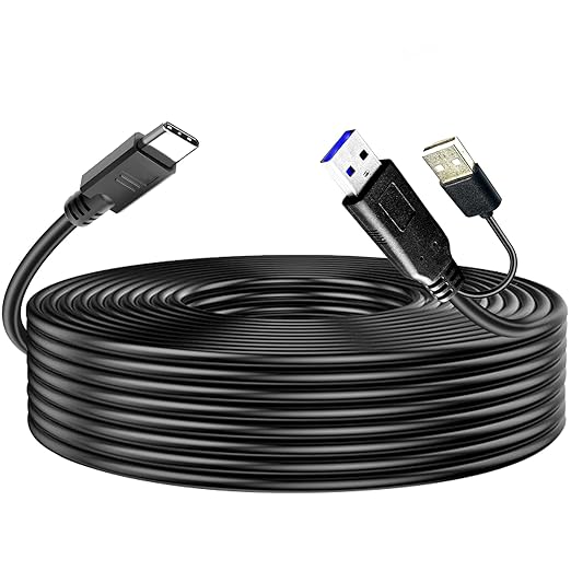 YOTETION Long USB A to USB C 3.0 Cable 50FTUSB3.0 A to C Data Transfer Type C Cable for Android Auto/iPhone 15/Galaxy S21 S20 A53 A71/iPad Mini 6/Switch/PS5 Controllerfor Samsung T7