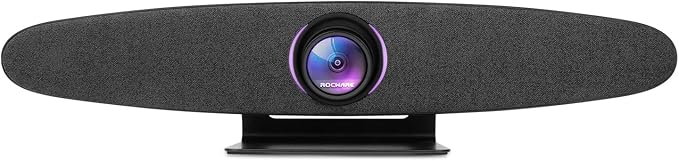 ROCWARE 4K UHD Video Conference System Camera [Voice Tracking &amp AI Autoframing] Webcam with Speaker and 4 Microphones All in-One Video Bar for All Conference Rooms 150°Wide Angle(5X Digital Zo