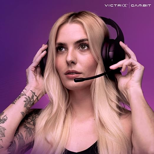 Victrix Gambit Black Wireless and Wired Gaming Headset with Mic - Playstation PS4 PS5 - Esports-Ready Pro Audio Noise Cancelling Microphone Ultra-Comfort Over The Ear Headphones
