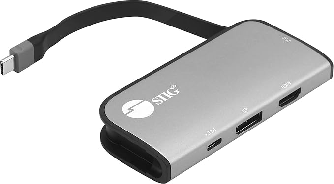 SIIG USB-C MST Hub with PD 3.0 USB-C to DP/HDMI/VGA Single 4K30+Dual 1080p or Triple 1080p Video outputs PD 100W for Windows and Chromebook laptops (DP Alt Mode) NOT for Mac OS (CB-TC0G11-S1)