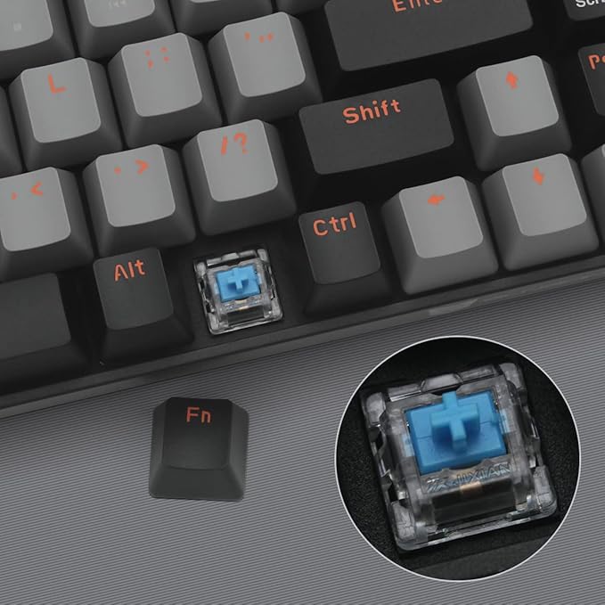 Qisan Mechanical Gaming Keyboard Dual Mode 2.4G/BT Wireless 60% Layout US Layout Blue Switch 68 Keys Computer Keyboard Gaming Pc Wireless Gaming Keyboard