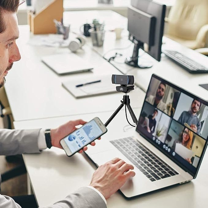 Andrea Communications W-300AF Full 1080P Webcam with Auto Focus and Desktop Tripod Included. Black