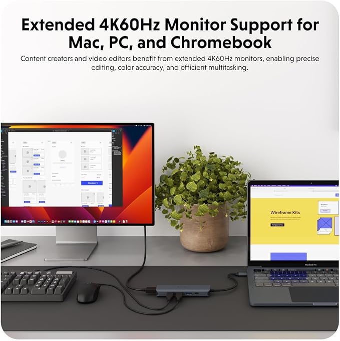 HyperDrive Next 6 Port USB Hub – USB C to HDMI 4K60Hz Display 10Gbps Data Transfer 100W Power Delivery Charging 3X USB-A — Compatible w/MacBook Pro MacBook Air PC and Chromebook