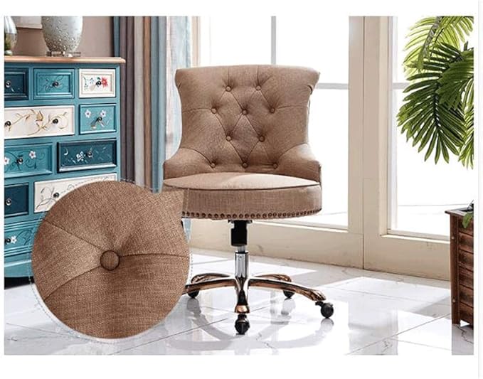 YYDS Chair Linen Gaming Chair Rotatable Lift Computer Chair with Fixed Armrest for Bedroom and Living Room Ergonomic Office Chair Ergonomically (Color : Off-White)