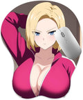 3D Mouse Pad Oppai Mousepad with Soft Gel Wrist Rest Anime Manga Gaming Boob pad Anti-Slip Mouse Mat （Androi 18）