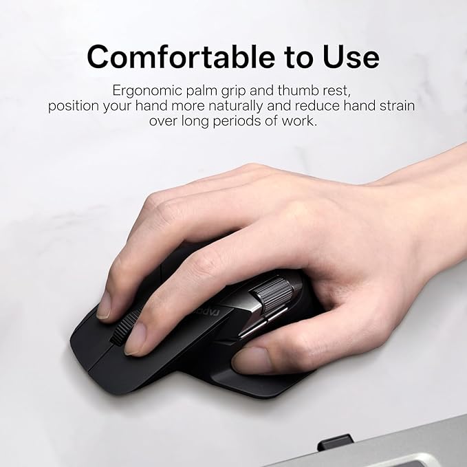 Rapoo MT760 PRO Wireless Mouse NearLink + Bluetooth 5.0 Multi-Device 12K DPI 2K Polling Ergo for Work &amp Gaming 11 Programmable Buttons On-Board Memory Quiet Clicks USB-C 120 Days Battery