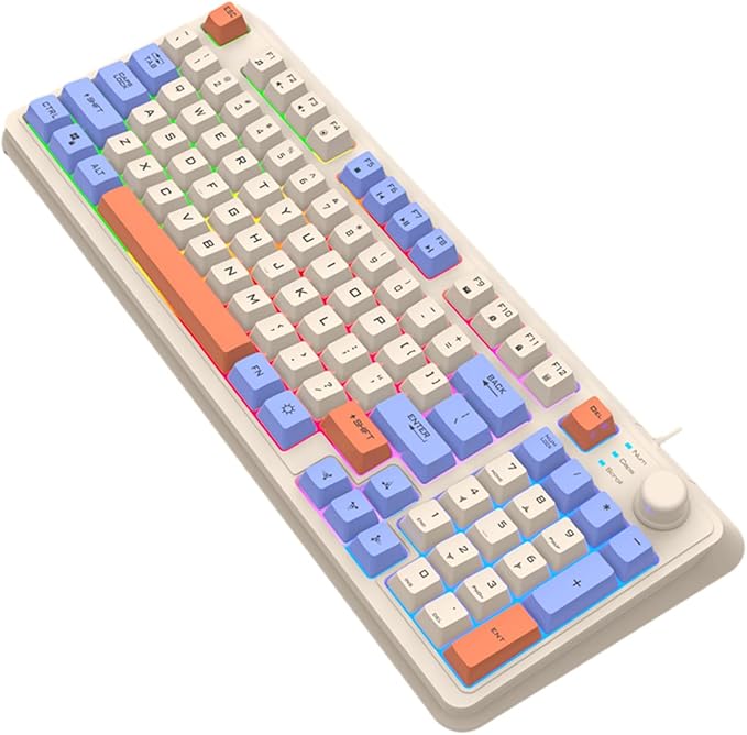Keyboard K82 Gaming Keyboard with Three Color Backlit and Mechanical Feel 94 Keys for Gamers Computer PC Laptop Keyboars