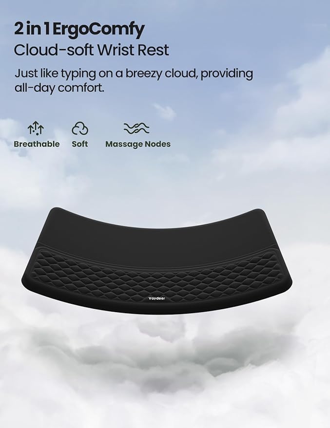 Vaydeer Wrist Rest with Keyboard Stand Computer Wrist Support Pad Ergonomic Keyboard Riser Holder Lifter Tray with Wrist Pad Soft Memory Foam Desk Cushion Palm Hand Typing for Office Home School