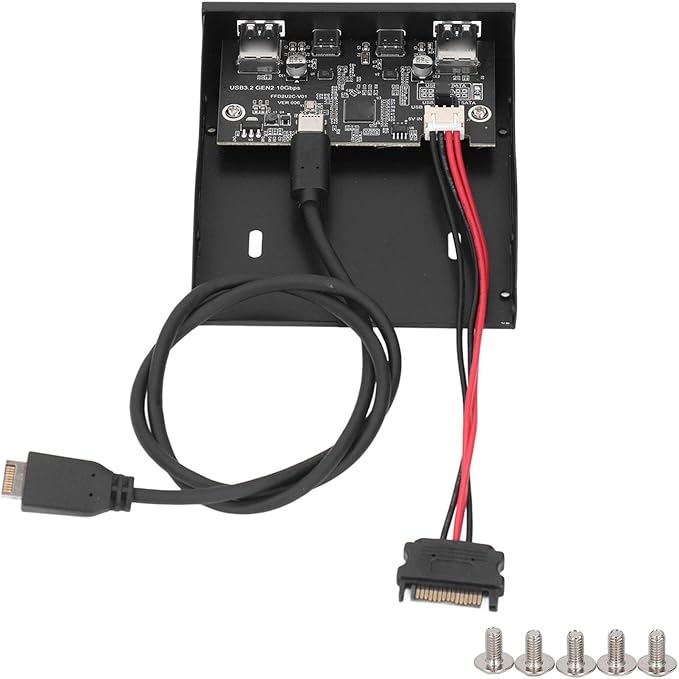 USB 3.2 Front Panel Hub 3.5 Inch Front Panel Hub 10Gbps 4 Ports Floppy Drive Bay Type C Front Panel Gen2 VL82 Chip Plug and Play 10 11