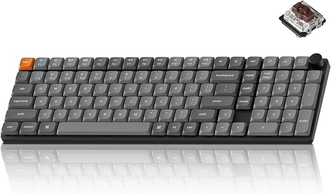 Keychron K17 Max 96% Layout QMK/Launcher Ultra-Slim Wireless/Type-C Wired Mechanical Keyboard with White LED Backlit Low-Profile Gateron Mechanical Brown Switch Compatible with Mac Windows Linux