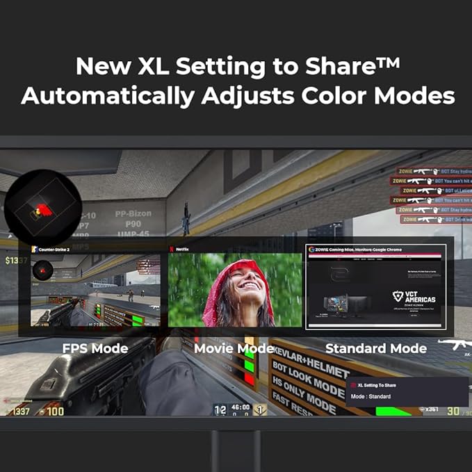 BenQ Zowie XL2540X+ 24.1 New Fast TN 280Hz Gaming Monitor 1080p Auto Game Mode by XL Setting to Share Height Adjustment Powered by Industrial-Grade Bearing Design S Switch Shielding Hood