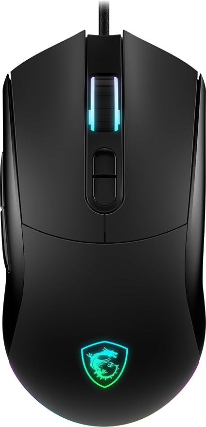 msi Forge GM320 Gaming Mouse 12800 DPI 20M+ Clicks Micro Switch Optical Sensor Ergonomic Ambitextrous Hand Design RGB Light