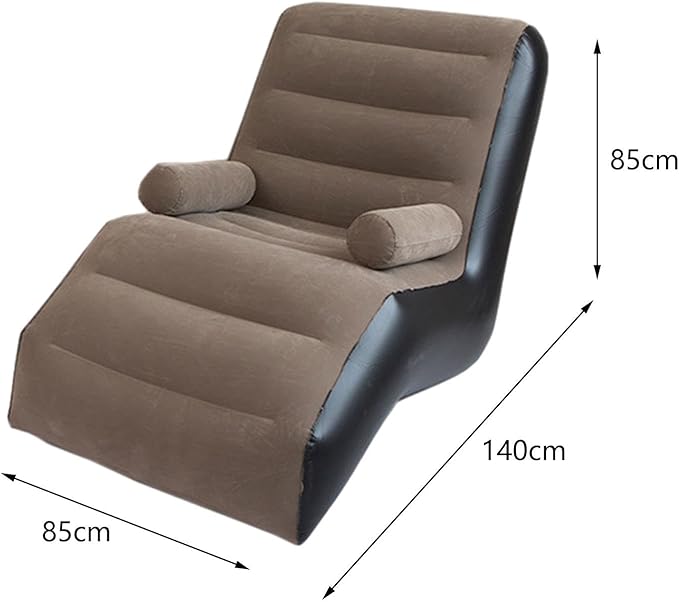 Generic Portable Inflatable Gaming Chair with Armrests for Adults Brown 140cmx85cmx80cm
