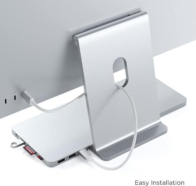 Satechi USB C Slim Dock for 24” iMac with Tool-Free Enclosure for M.2 PCIe NVMe and SATA SSDs USB C Data Port USB A 2 USB 2.0 Micro/SD Card Reader - Silver