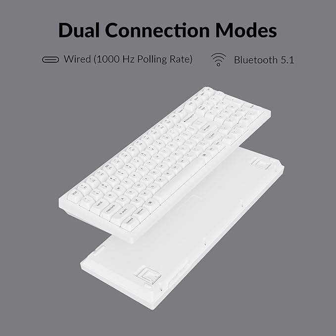 Keychron K4 Pro QMK/VIA Bluetooth Wireless Mechanical Keyboard 96% Layout Custom Programmable Gaming Keyboard with White Backlit Hot-Swappable K Pro Red Switch for Mac Windows Linux - White