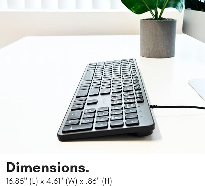 Macally Wired Keyboard for Mac with USB Hub (2X USB-A / 1x USB-C) - Compatible Backlit Apple Keyboard with Dual Interface - Auto OS Detection for Mac MacBook Pro/Air iMac PC Android iPad iOS