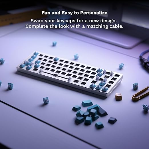 GLORIOUS Gaming GMMK 2 Compact 65% Barebones (Frame Only) - Mechanical Gaming Keyboard Frame Compact TKL Size (65%) Aluminium Customisable Per Key RGB American QWERTY Layout - White