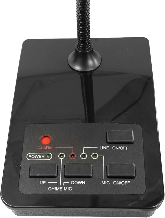 YO-TRONICS YTM-PA500 Desktop Push to Talk Gooseneck Wired Microphone Dynamic Mic with Built-in Alarm Bell XLR 6.3mm Output Commercial Paging for Studio Recording Streaming Audio Conference Podium