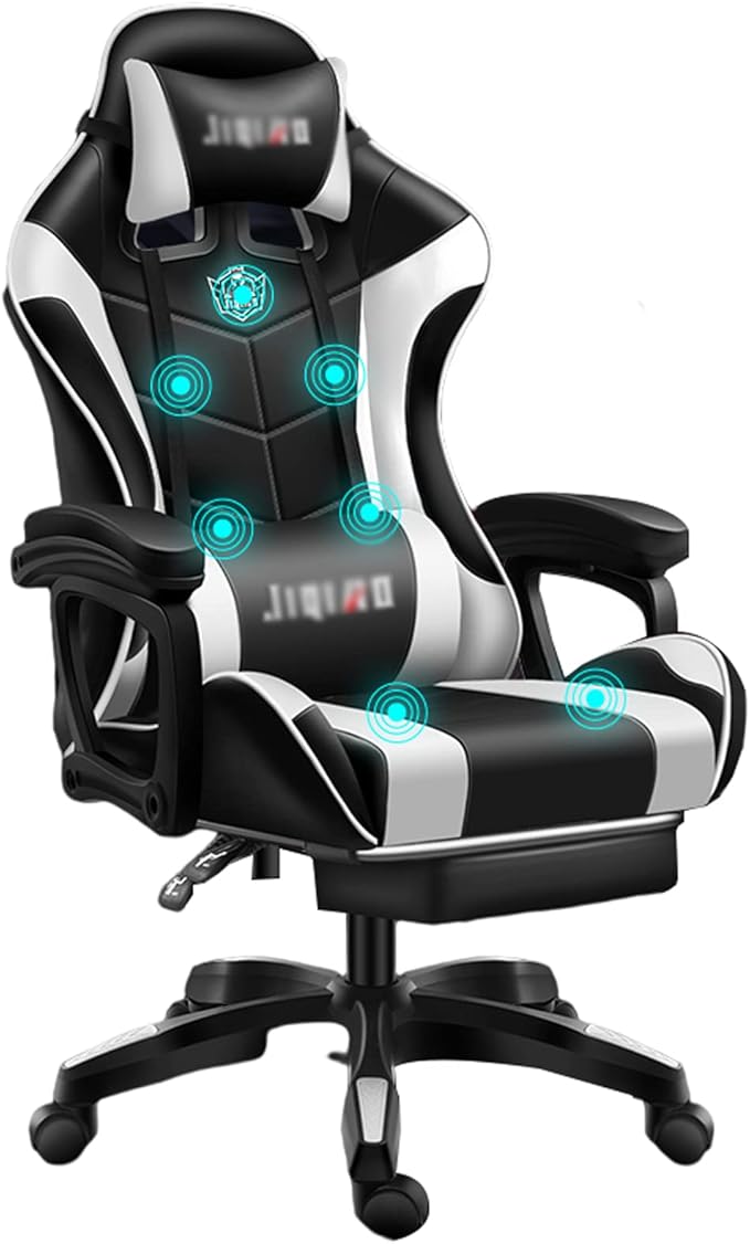 Office Swivel Chair Computer Chair Boys Gaming Chair Ergonomic Chair Seat Home Office Game Chair Lift Reclining Swivel Chair Office Chair (Size:Aluminum Alloy feetColor:White)