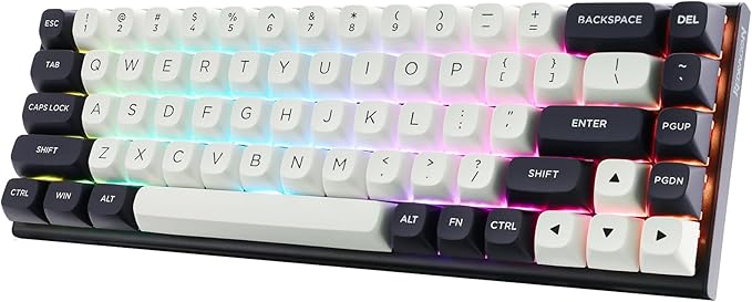 Redragon K701 Rapid Trigger Mechanical Gaming Keyboard 60% Wired with Adjustable Actuation Magnetic Switch 8k Hz Polling Rate RGB Backlit 68 Keys Mini for PC Gamer White/Blue-black