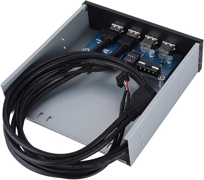ASHATA 5.25 Front Panel4 USB Port Optical Drive Front PanelMultifunction 5.25 Inch 19 Pin/9Pin to USB 3.0 USB 2.0 4 Port Metal Optical Drive Bay for 7 32