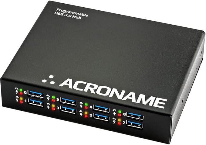 Acroname - Managed USB Switch/Hub 2 Computers - 9 Port Fast Charge (4A) Industrial &amp Scientific Grade Programmable Compatible with Mac/Windows/Linux for Keyboard Mouse External Hard Drive