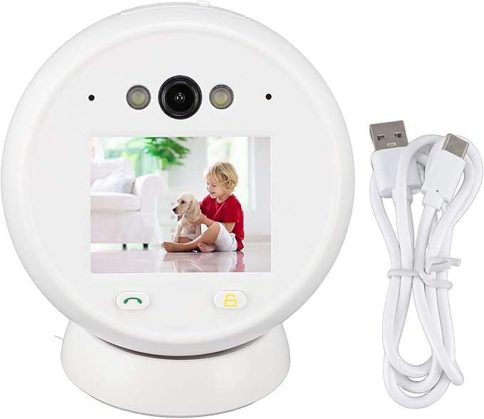 2 Way Video Security Camera Smart Video Call Camera with 2.8in Screen Technology Night Cloud Storage for Indoor Use Support 2 Way Voice Video White Infrared Double Light