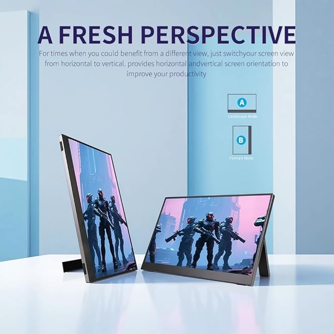 QQU 15.6 Inch Wireless Portable Monitor WiFi Connect HDR Eye Careful Gaming Monitor FHD IPS/HDR Computer Screen Extender with Built-in Speakers Compatible with Laptop PC Phone PS4/PS5 Switch