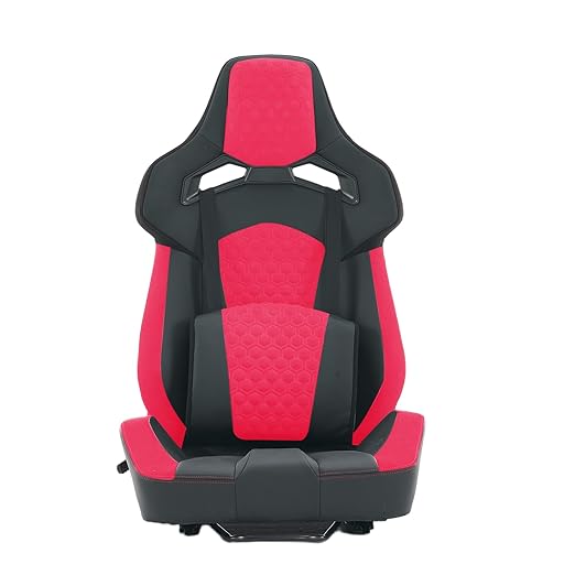 VroomAuto Universal PVC Bucket Style Reclinable Sport PU Leather Simulator Racing Seat with Adjustable Lock Slide Excluding Wheel Stand Handbrake Pedals and Monitor