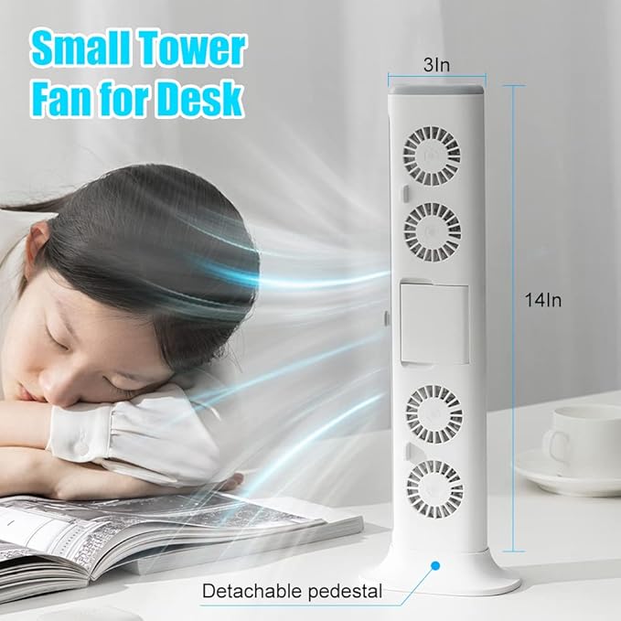 Clip On Computer Fan Bladeless Monitor Clip On Fan Personal Cooling Fan for Office Quiet USB Desk Fan Small Tower Fan for Desk Suitable for Flat and Curved Monitor Laptop