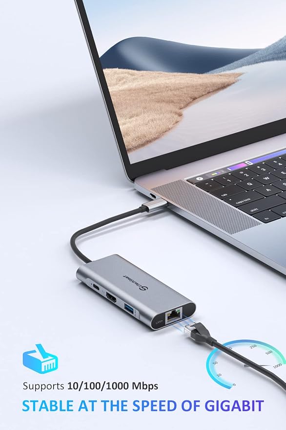 UtechSmart USB C Hub 2 Packs USB C Ethernet Multiport Adapter 6 in 1 USB C to HDMI Dock Compatible for MacBook Pro/Air Chromebook Dell XPS HP(Gigabit Ethernet 100W PD 4K HDMI USB 3.0)