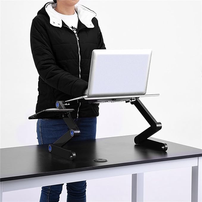Tbest Cuter Aries and Parts 60° Foldle Laptop Desk Tle Stand Holder W Coolin Fan Ouse BOAD Cuter Plies (Black)