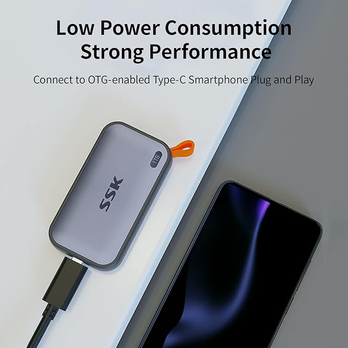 SSK Portable SSD 1TB External Solid State Drives up to 1050MB/s USB C SSD External Hard Drive USB 3.2 Gen2 for iPhone 15/Pro Windows Mac Android Phones and Tablets
