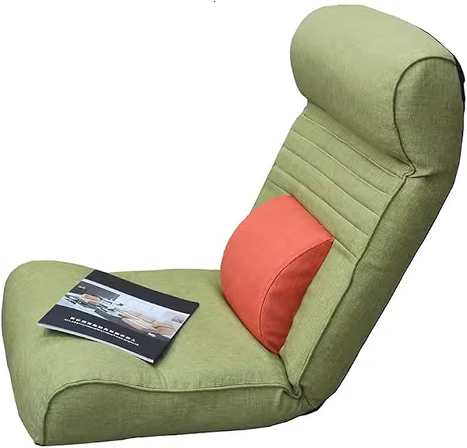 Floor Chair Folding Gaming Chair Lazy Sofa with Backrest Seat Cushion Reclining Function Headrest and Backrest 14 Gear Can Be Adjusted Green