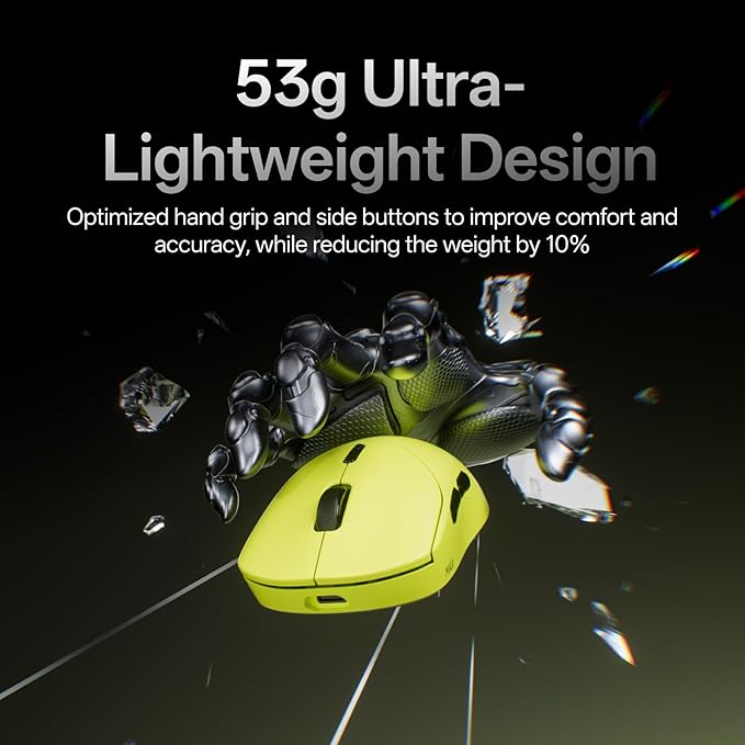 Rapoo VT2 MAX Wireless Gaming Mouse True 8K Wireless Polling Rate 53g Lightweight Up to 750 Hr Battery Nordic nRF54L15 MCU 120-Million Optical Switch 10 Programmable Buttons Macro Enabled
