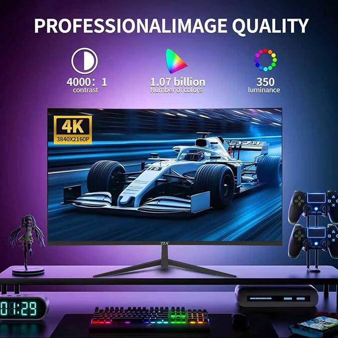 ZZA 32 Inch Curved Monitor 4k Computer Screen 60HZ 4k UHD(3840 * 2160P) 3000R VA Panel Gaming Monitor 4K AMD Freesync 100% sRGB HDR10 Wall Mountable Installs(HDMI 2.0/DP 1.4 * 2)