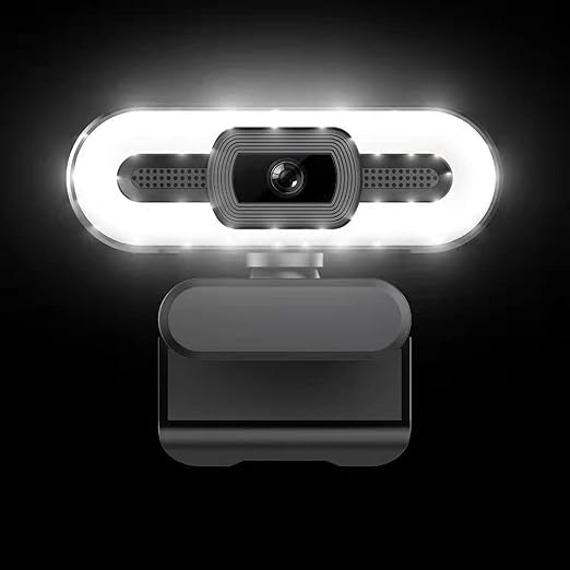 Diydeg 4K Webcam for PC Auto Beauty Camera with Microphone Cover Super Bright Fill Light USB Computer Web Camera for Video Calling Conferencing Zoom Online Classes
