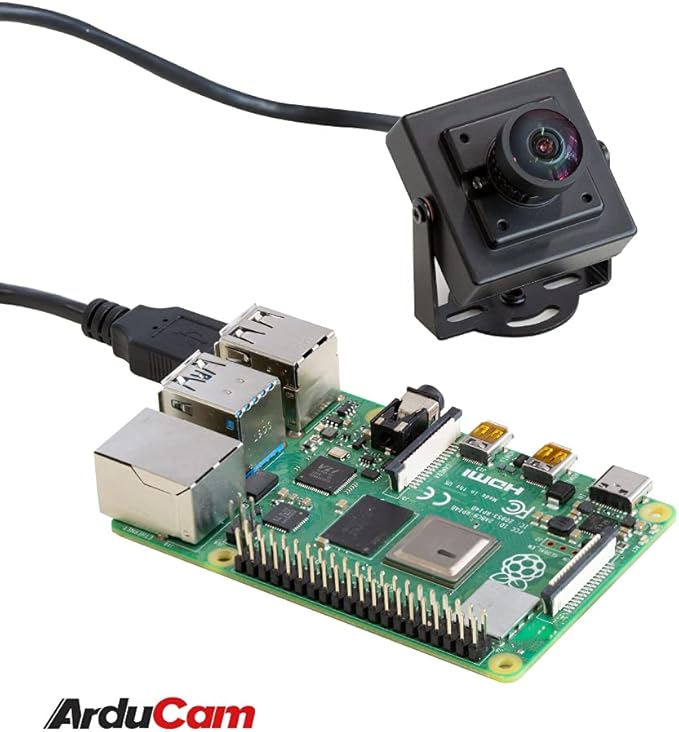 Arducam 16MP Wide Angle USB Camera with Metal Case 1/2.8 CMOS IMX298 Mini UVC USB2.0 4K Video Webcam with Microphone with 3.3ft/1m Cable for Laptop