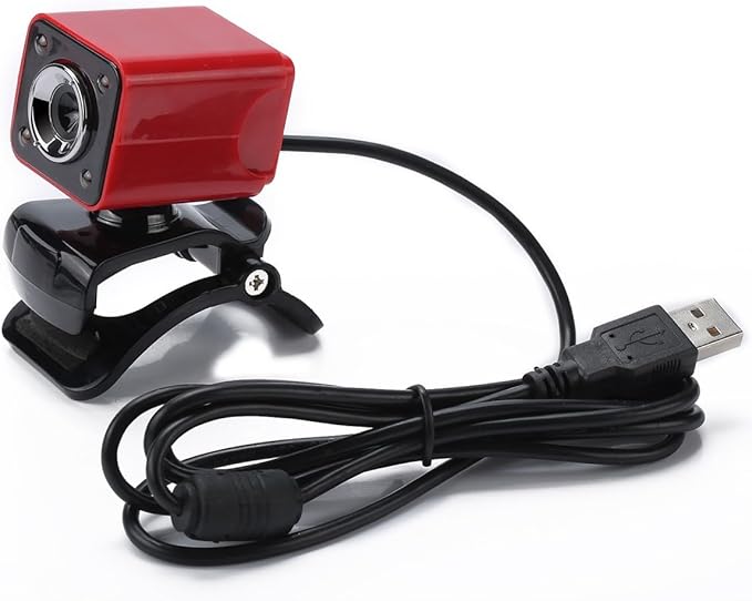 GIZNXBA Webcam with Microphone and Light 480P Streaming Webcam Auto Focus HD Light Correction Noise-Canceling Microphone for Creators Podcasters Meetings(Red)