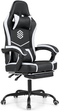 Goplus Gaming Chair Ergonomic Computer Chair with Footrest Lumbar Support Linkage Armrests Detachable Headrest Desk Chair with Adjustable Backrest &amp Height Task Chair for Home Office (Black)