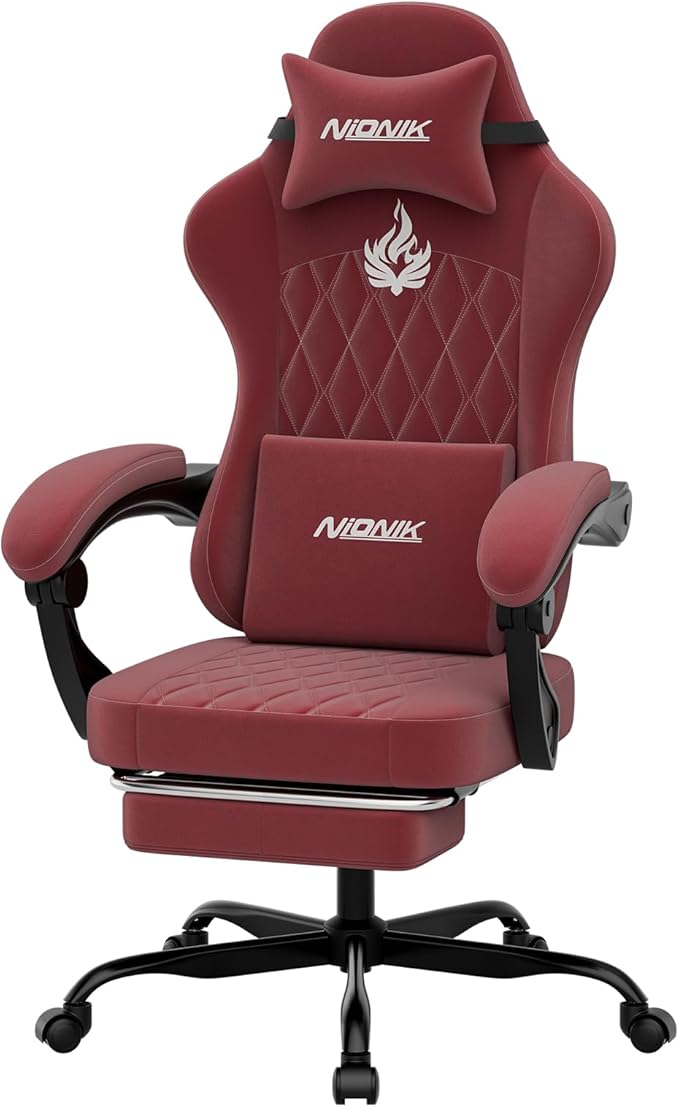 Ergonomic Gaming Chair Video Gamer Chairs Gaming Computer Chairs Gamer Chairs for Adults Massage Lumbar Support Swivel Height Adjustable Headrest Backrest RED