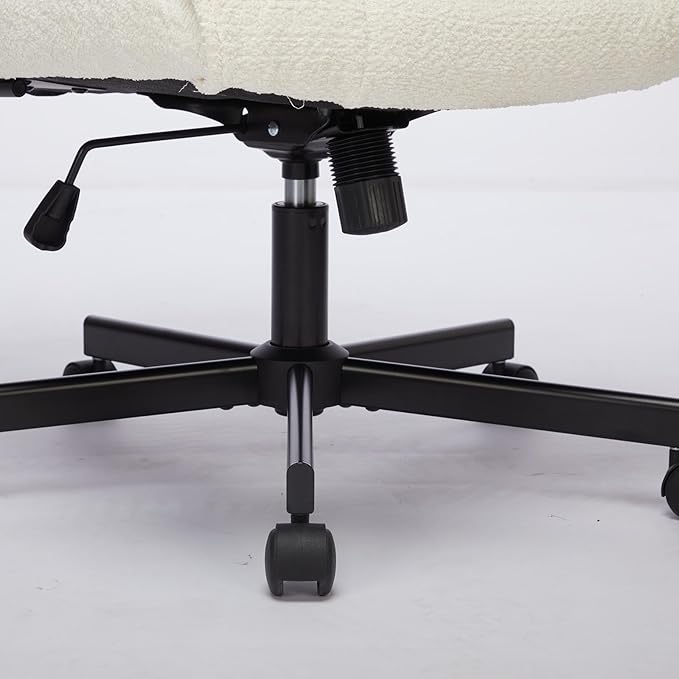Armless Office Desk Chair with Wheels Cross Legged Wide ChairComfortable Adjustable Swivel Computer Task Chairs for Home OfficeMake Up Small Space Bed Room Load 250 LBS Easy Assembly Whtie