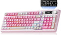AULA S99pro Wireless Gaming Keyboard Tri-Mode Computer Keyboard with Number Pad RGB Backlit Media Knob Programmable Creamy Keyboard - Pink