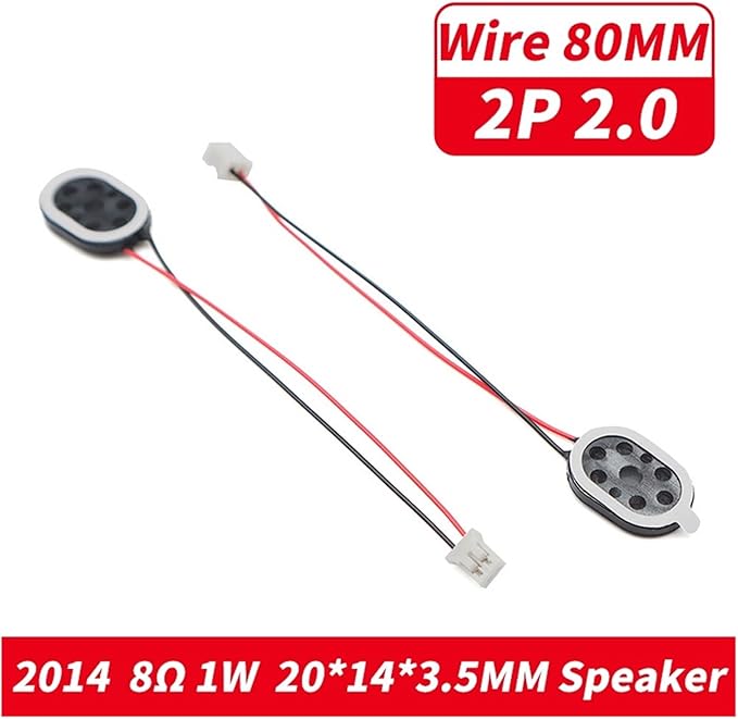 5Pcs Notebook Speaker Computer Horn 1 Watt 8R Size 1318 1510 2014 2415 2030 2209 2809 Loud Speaker 8 Ohms 1W with Terminal 2.0MM (Color : 5PCS 2014 2P2.0)