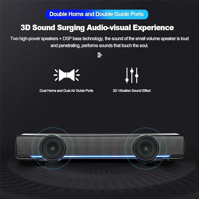 Computer Speakers for Desktop 3.5mm Audio + USB Wired Computer Speaker Stereo Subwoofer Powerful Music Player Bass Surround Sound Box for PC Laptop