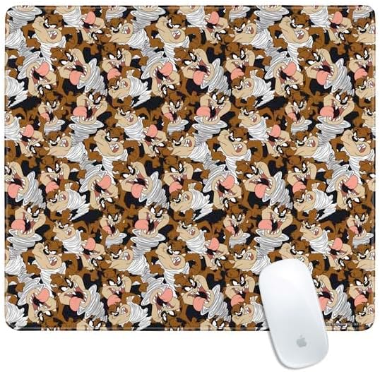 Skinit Medium Gaming Mouse Pad - Officially Licensed Taz Super Sized Pattern Design with Stitched Edges Waterproof Non-Slip Rubber Base Desk Mat for Keyboard &amp Mouse 17.7 x 15.75 inches