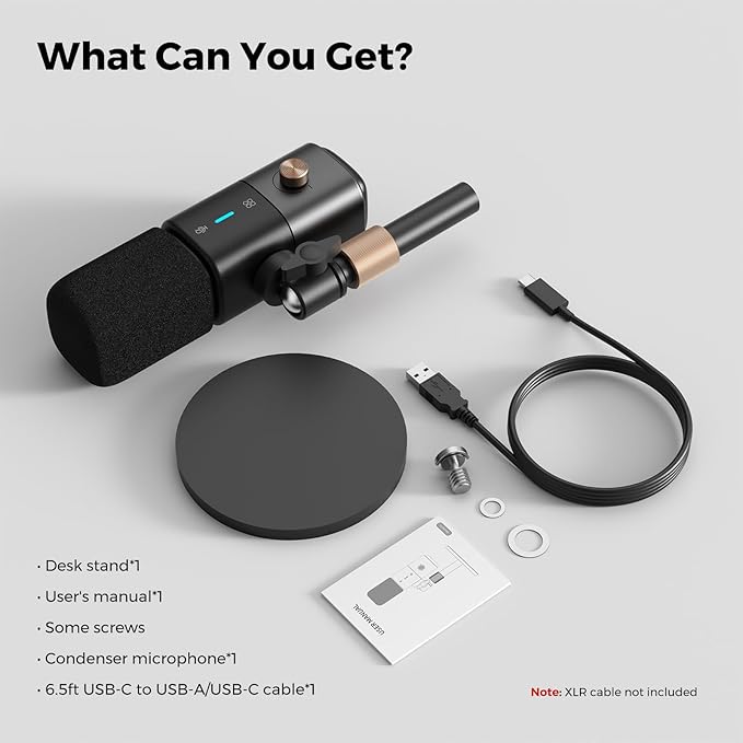 NearStream AM25X Gen2 XLR/USB Condenser Microphone with Noise Canceling/Volume Control/Headphone Jack/Mute Podcast Microphone for PC/Audio Mixer Desktop Mic for Stream/Podcast/Gaming/Music Record