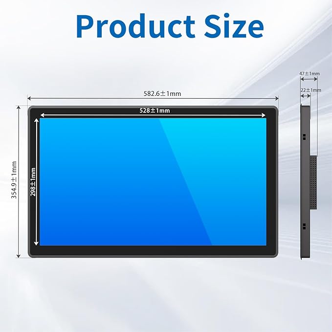 23.8 Inch Industrial Touch Screen Monitor 10 Points Touch Ratio 16:9 Capacitive PCAP Display 1920 x 1080R Active Matrix TFT LCD LED Backlight VGA DVI HD-MI Ports